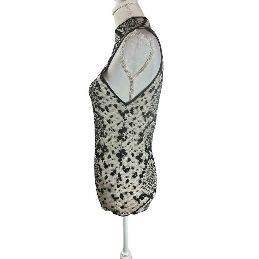 Zara Knit High Neck Shirt Snake Print Sleeveless Fitted Animal Print Size Large - Picture 4 of 7